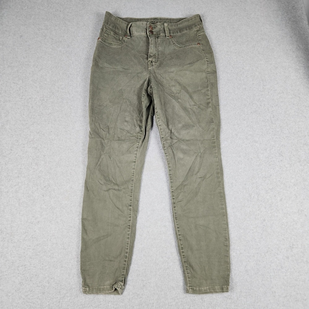 Maurices Pants Womens M Short Olive Green High Rise Stretch Slim Fit Skinny Leg